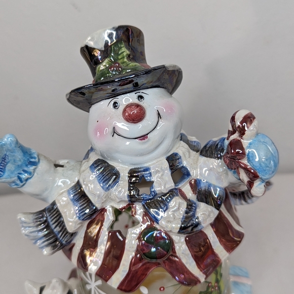 Snowman w/Kitten & Cardinal Votive Holder - Picture 4 of 5